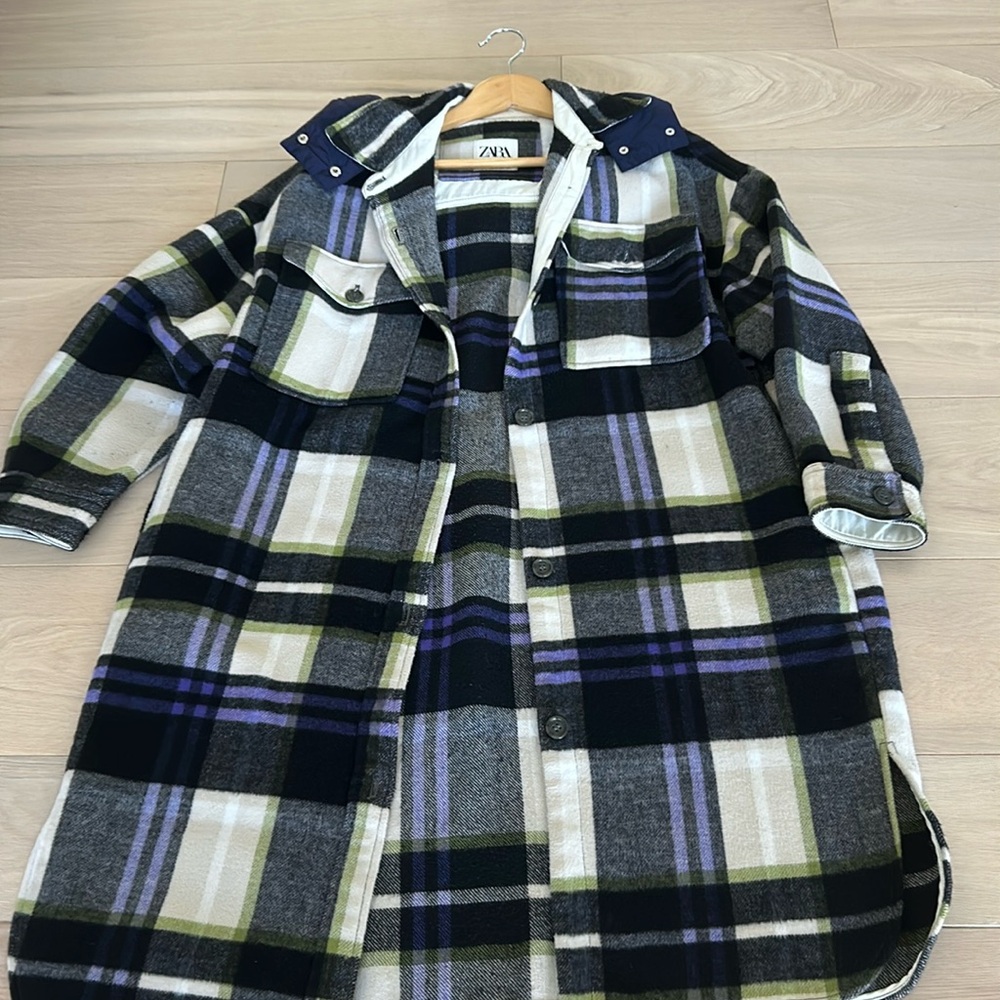 Zara Shirt coat with removable hood